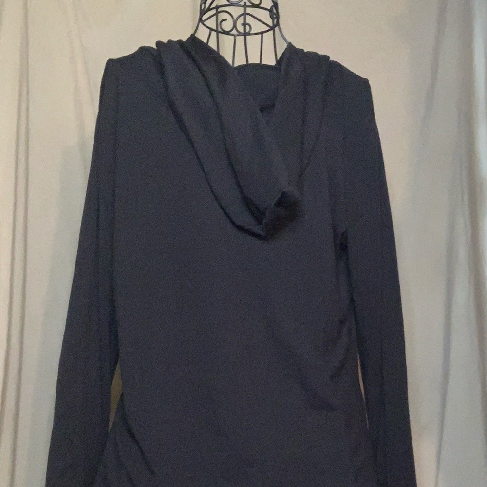 Black Hooded shirt with finger holes in the sleeves